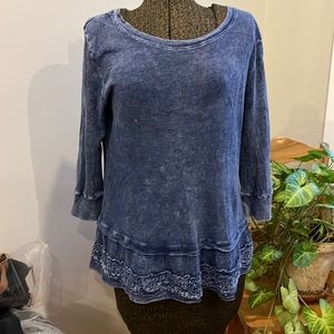 Anthropologie Alya Thermal Loose Distressed Ruffle Shirt Size Small